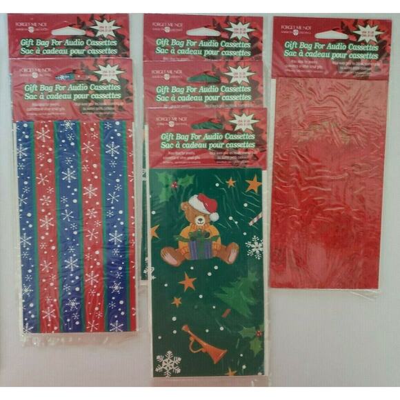 Vintage DVD/Cassette Christmas Gift Bags American Greetings Forget Me Not Lot 10 - Picture 4 of 6